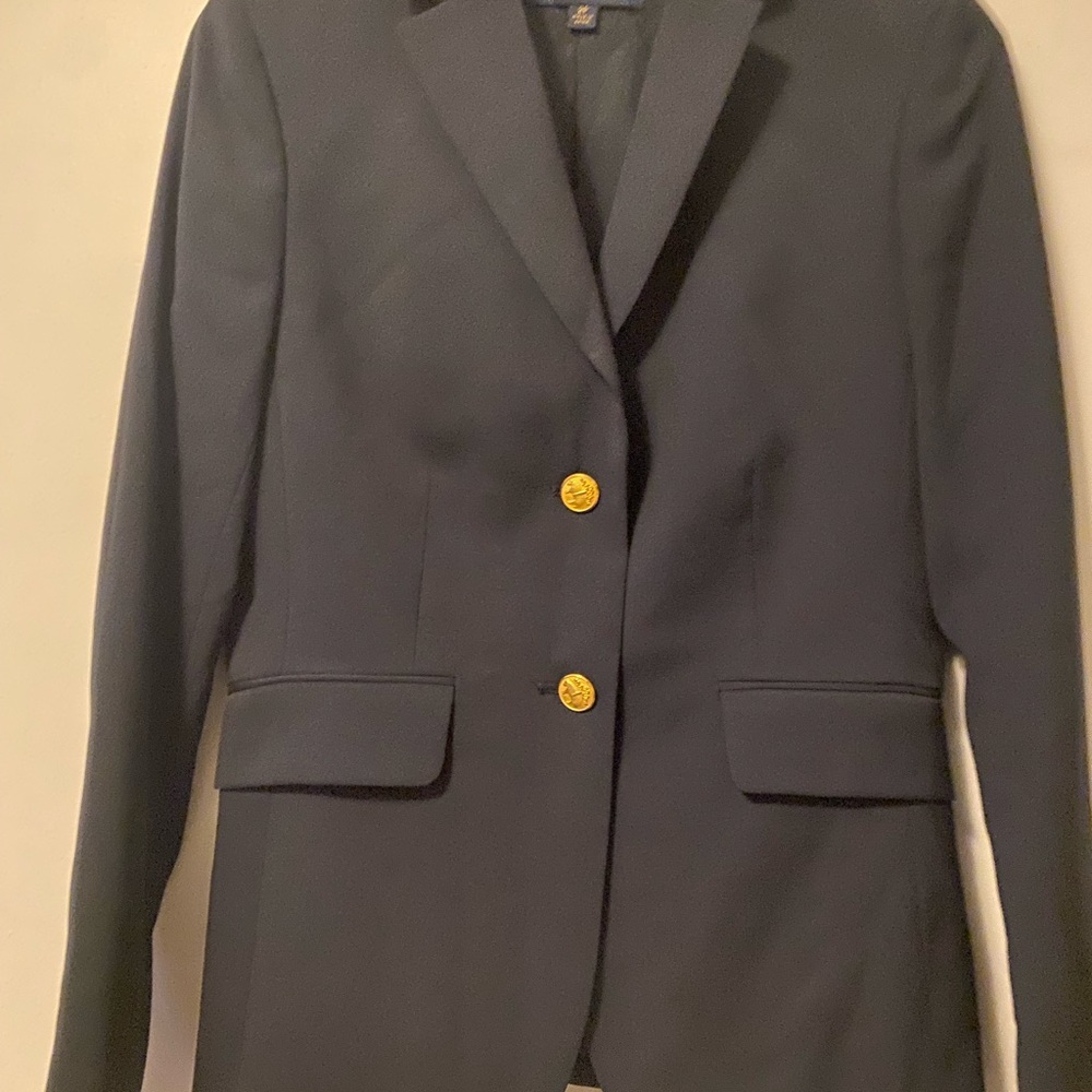 Brooks Brothers Classic Blue Blazer with Gold-Tone Hardware